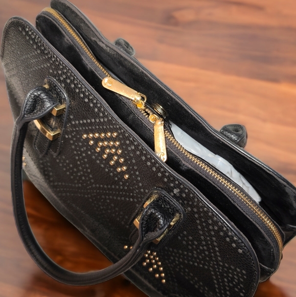 CHARMING CHARLIE Stencilled Studded Large Satchel Handbag - Picture 4 of 12